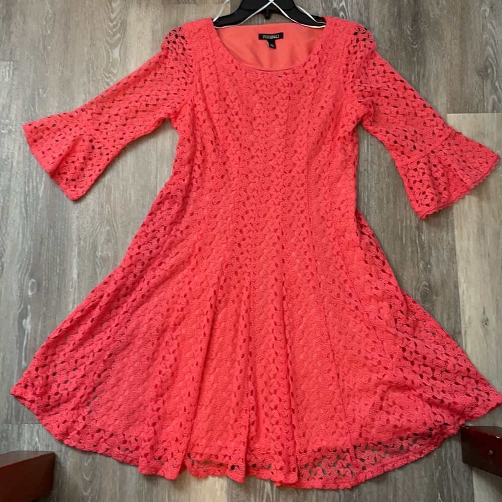 Roz & Ali pink crochet dress